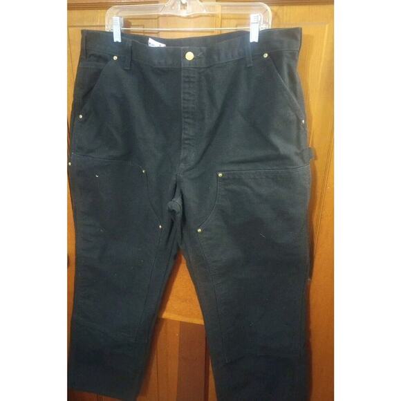 VTG Carhartt B01-BLK Double Knee Pant Mens 40x32 Black Duck Work Carpenter - Picture 2 of 12